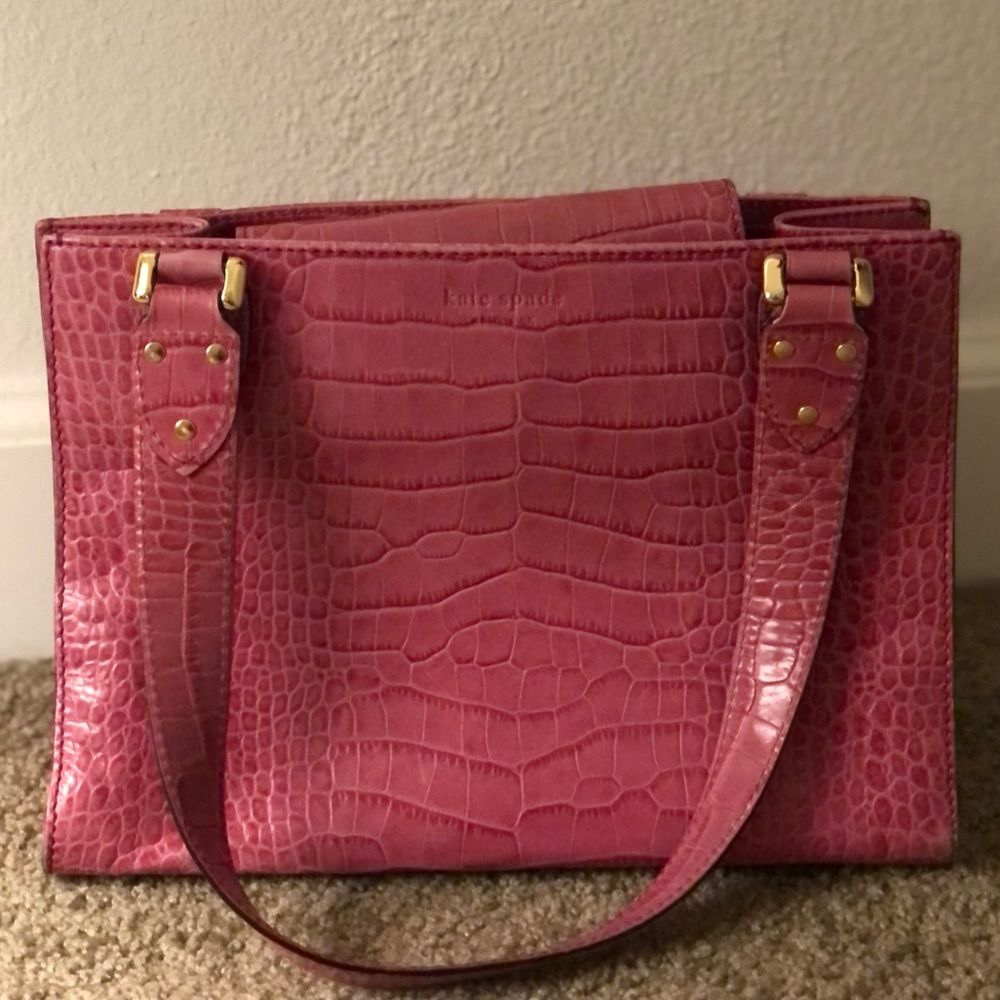 Pink crocodile Kate Spade bag